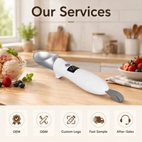 Cuchara Eléctrica para Helado con Calefacción, Cabeza de Aleación de Aluminio con Revestimiento Cerámico, Pantalla Digital de Temperatura y Batería, Apagado Automático