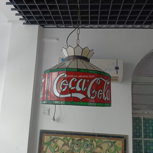 Abat-jour cylindrique Tiffany artisanal en verre teinté rouge de 16 pouces, style européen, lampe suspendue à économie d'énergie, ampoule E27, salle à manger - Product Image 4