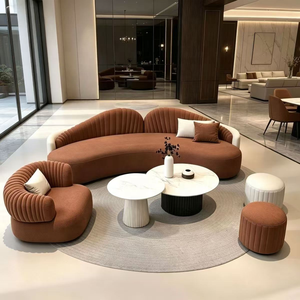 Juego de Sofá Cama de Tela con Esquinas Cuadradas de Estilo Minimalista Italiano, Diseño Moderno Inspirado en Wabi-Sabi, Patas de Madera, Ecológico, para Apartamentos - Product Image 2