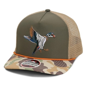 Gorra trucker personalizada de 5 paneles con visera, patrón de camuflaje, corona alta, parte trasera de malla, para caza de aves acuáticas y patos, en camuflaje retro - Product Image 1