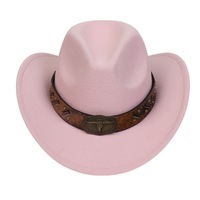 Chapeau de cowboy western à large bord, logo personnalisé, style jazz uni, pour les fêtes, les sports, la décoration de ceinture de taureau.