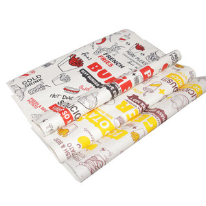 Neues Design 12 x 12 Zoll Rote Bunte BBQ-Küche Outdoor-Picknick Burger-Sandwich Einweg-Flachpapier-Verpackung für Lebensmittel - Product Image 1