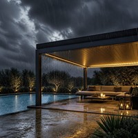 Pergola à lames orientables en aluminium thermolaqué certifiée CE, avec capteur de pluie électrique et LED, étanche, pour patio, vente en gros