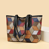 Sac fourre-tout à motif géométrique tendance, grande capacité, sac à bandoulière léger, doublure en cuir et polyester, fermeture éclair, sac à main pour femmes