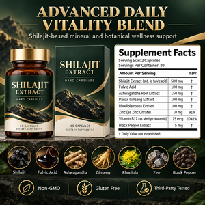 Cápsulas Duras de Extracto de Shilajit de 500 mg con Ácido Fúlvico, Ashwagandha, Ginseng, Rhodiola, Zinc, B12, 60 Unidades, Suministro OEM - Product Image 6