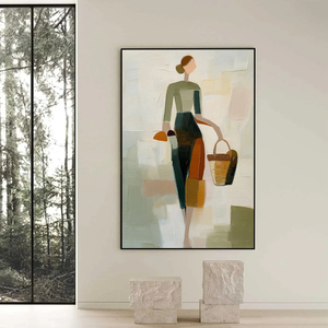 Cuadro Abstracto Texturizado de Mujer, Impresión Artística en Lienzo, Estilo Contemporáneo, Decoración de Pared para Interiores - Product Image 4