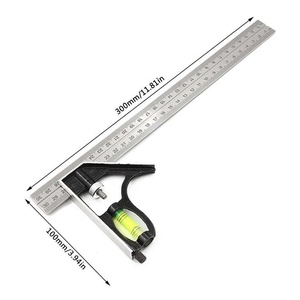 Righello ad angolo combinato Mobile in acciaio inox 300MM strumenti di misurazione ingegneria civile utensile a mano Mobile orizzontale - Product Image 2
