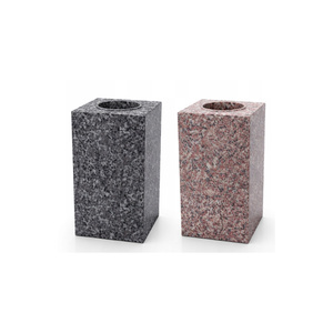 Vase en granit élégant pour tombe funéraire, 28 cm, rond, en pierre noire, décoration commémorative durable pour sépulture et monument - Product Image 1