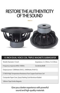 Subwoofer de <span class=keywords><strong>15</strong></span>" y 1200W con Doble Bobina Móvil y Triple Imán para Audio de Coche con Logotipo Personalizado, Altavoces con Doble VC y Triple Imán - Product Image 5