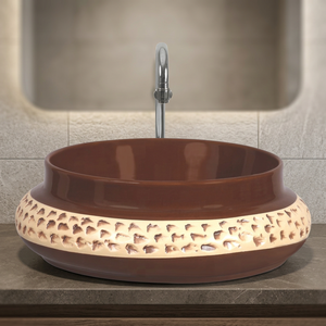 Évier de cuisine portable en céramique marocaine faite à la main, écologique, rustique et moderne, pour hôpital, à poser sur table - Product Image 1
