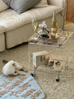 Chariot roulant transparent en acrylique à plusieurs niveaux, capacité 20qt, style nordique, table d'appoint mobile pour salon, chambre et hôtel