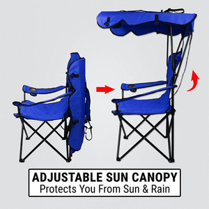 Chaise de camping pliable, <span class=keywords><strong>lit</strong></span> de loisirs, parasol, chaise de plage avec ombre - Product Image 6