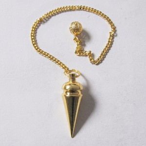 Großhändler für Natürliche Trommelsteine, Halbedelstein-Bastelmaterialien, Indien-Gold Metall-Pendel, Wünschelrute in Chakra-Farben, 40-40mm - Product Image 1