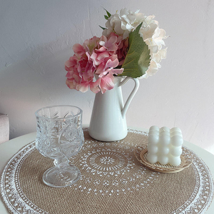 Assiette à manger bohème à la main glands en coton décor élégant à la mode napperons en coton napperon en tissu rond