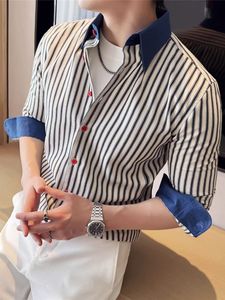 <span class=keywords><strong>Chemise</strong></span> à manches longues à carreaux de haute qualité pour <span class=keywords><strong>homme</strong></span>, col en denim contrastant, <span class=keywords><strong>chemise</strong></span> décontractée pour le printemps et l'automne - Product Image 4