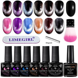 Set <span class=keywords><strong>de</strong></span> Esmalte <span class=keywords><strong>de</strong></span> <span class=keywords><strong>Uñas</strong></span> en Gel Semipermanente Efecto Ojo <span class=keywords><strong>de</strong></span> Gato Limegirl, 6 Colores Holográficos Brillantes, Herramientas Magnéticas, Compatible con Curado UV LED - Product Image 3