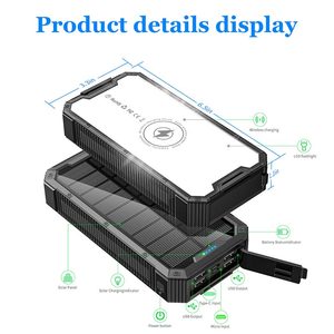 Batterie <span class=keywords><strong>solaire</strong></span> la plus vendue 20000mAh Li-Polymère Étanche Charge rapide avec affichage LED - Product Image 3