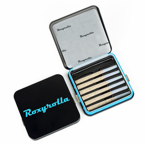 Miễn phí mẫu nhỏ vuông kim loại hộp thiếc nút đóng cửa bản lề tin thuốc lá container 6 cái Pre CuộN Cone gói con kháng - Product Image 1