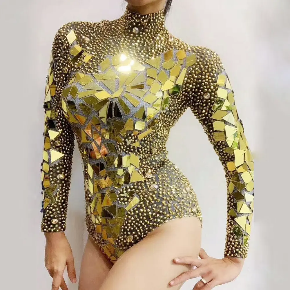 유럽 미국 섹시 가수 렌즈 스트레치 타이트 다이아몬드 Onesie 무대 공연 의상