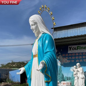 YOUFINE Estatua de Nuestra Señora DE LA Gracia de Mármol de Pie Blanco Natural Religiosa para Exteriores con Escultura de Manos Extensas - Product Image 4