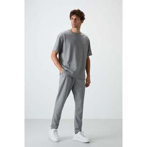 Conjunto Deportivo Básico para Hombre, de Algodón Gris Melange, Grueso, Suave y Texturizado, Corte Holgado - 85251 - Gb melange/gb melange - Product Image 1