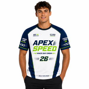 Camiseta para Hombre con Diseño de Bandera a Cuadros, Estilo Deportivo de Carreras, Manga Corta, Informal - Product Image 2