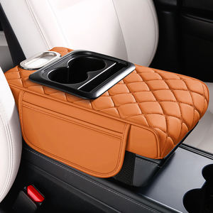 Funda de cuero para consola de coche con portavasos, bolsas de almacenamiento para reposabrazos y caja de pañuelos, accesorios para su coche con funcionalidad de estilo - Product Image 3
