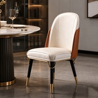 Juego de Sillas de Comedor de Lujo en Cuero PU de Dos Tonos |   Silla de Color Naranja Quemado con Detalles en Blanco Crema |   Venta Directa de Fábrica: Sillas de Comedor