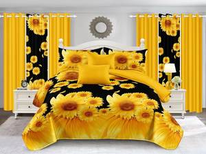 Parure <span class=keywords><strong>de</strong></span> draps 10 pièces en microfibre <span class=keywords><strong>de</strong></span> polyester à imprimé floral, style africain, avec <span class=keywords><strong>rideaux</strong></span>, faible MOQ, pliée, stock économique - Product Image 5