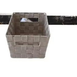 Colección colgante de pared para el hogar tejida a mano, estante de almacenamiento para dormitorio y baño, estante de hierro + cesta de almacenamiento de cinta de polipropileno