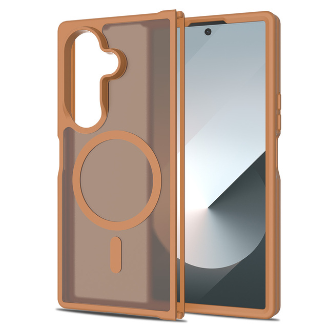 Mobile Phone Case Z Fold 7 S26 Ultra Frosted Semi-Transparent Anti-Fingerprint Shockproof TPU+PC+N52 Magnetic Holder Ins Style