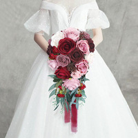 Zijde Kunstmatige Rozen Bloemen Fotografie Decoratie Bruid Houdt Boeketten Bruiloft Rekwisieten Kunstbloemen Decoratie