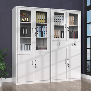 Armoire de classement en acier moderne avec porte en verre, étagères réglables, serrure à clé pour le rangement et l'organisation des documents à <span class=keywords><strong>domicile</strong></span>, au bureau ou en extérieur - Product Image 4