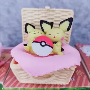 Set di 6 Pezzi all'Ingrosso, Figurine <span class=keywords><strong>Anime</strong></span> Poke Mon, Giocattolo Cesto di Fiori Pikachu Pichu, Ornamenti per Macchina Artiglio, Scatola Misteriosa per Bambini - Product Image 1