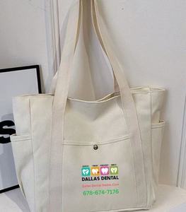 Sac de plage en coton écologique personnalisé, grande capacité, toile avec motif géométrique, poignée souple durable et logo - Product Image 1