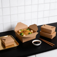 Bol en papier kraft de luxe biodégradable et recyclable de 32 oz avec logo personnalisé pour salades, restaurants à emporter et fêtes