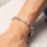 Ensemble de bijoux personnalisé tendance style Hip Hop en laiton plaqué or 18 carats avec zircon chaîne bracelet et collier pour femmes et hommes