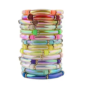 Penjualan paling laris gelang lingkaran akrilik elastik pipa bulat tabung lengkung beberapa warna