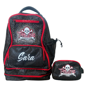 Mochila Enjoybags Sparkling Cheer y riñonera con logotipo alrededor de diamantes de imitación, personalizado cualquier color con cremallera para clubes de porristas - Product Image 3