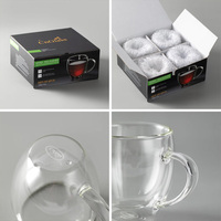 Mug à café à double paroi en verre borosilicate, résistant à la chaleur, sans BPA, capacité 250 ml, compatible micro-ondes et lave-vaisselle