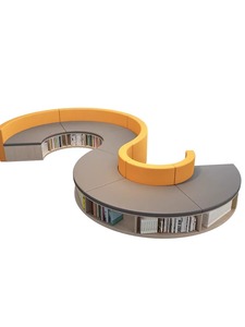 Estantería de biblioteca de madera moderna personalizada, sofá de esquina de lectura escolar, área de descanso de combinación curva integrada - Product Image 5