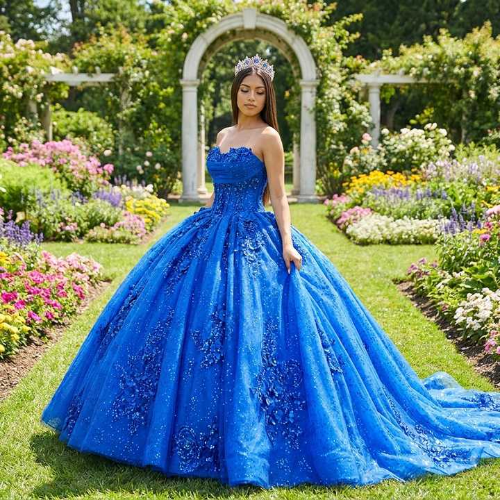 royal blue quince dress Quinceanera Dresses For Sweet 15 Year Prom Gowns Off The Shoulder Sequined 3d Flower Birthday Party Dy6521-1 Strapless Color:EMBROIDERED FLOWERS BLACK 119 City Vibe Lace Spaghetti Experience a stunning and