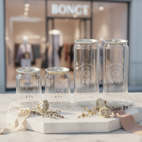 Bouteilles en plastique transparent jetables en forme de canette avec couvercles, qualité alimentaire, personnalisables pour café glacé, smoothies, boissons