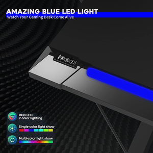 Foshan Home Office <span class=keywords><strong>Gamer</strong></span> Furniture Professional L Shaped Black Gaming Desk Custom Modern RGB Light Corner Computer Table - Product Image 5