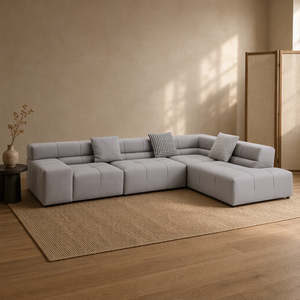 Sofá Seccional Modular Moderno, Módulo en Forma de Bloque de Tofu, Costuras en Forma de U, Perfil Bajo, para Sala de Estar, Vestíbulo de Hotel - Product Image 3