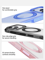 Coque de téléphone antichoc transparente magnétique aux couleurs bonbon en TPU+PC avec coussin d'air, design de luxe, protection renforcée pour 18