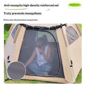 Tente de camping hexagonale à ouverture rapide <span class=keywords><strong>pour</strong></span> famille, à un bouton, à double porte, respirante, portable, en Oxford 210D - Product Image 4