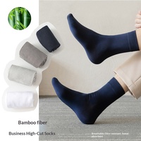 Chaussettes pour hommes en fibre de bambou, respirantes, anti-odeur, absorbant la transpiration, chaussettes décontractées mi-mollet pour affaires