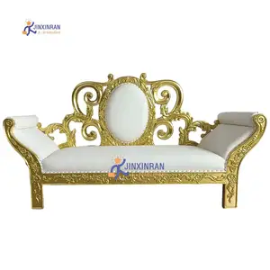 Grosir Mewah Kursi Tinggi Kembali Emas Royal King Throne Sofa Putih Komersial
