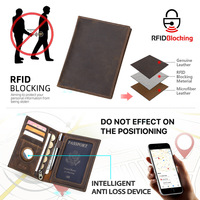 Dompet Kulit Asli Vintage Anti-Maling RFID untuk Kartu Identitas, Cocok untuk Pasangan, Perjalanan, dan Paspor, dengan Fitur Magsafe